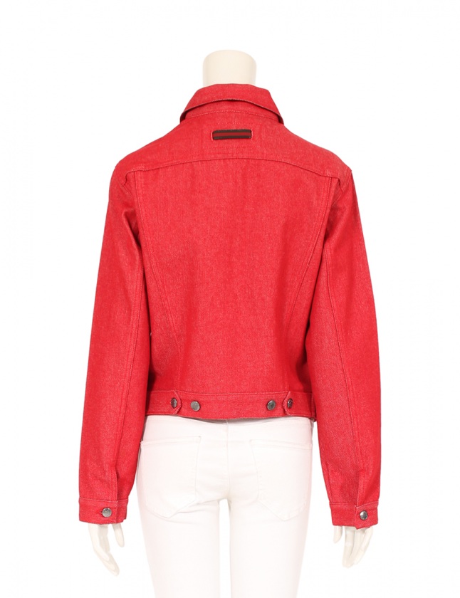 GUCCI 赤色デニムジャケット サイズ38 GUCCI グッチ ジャケット 18AW エンブロイダリーボアデニム
