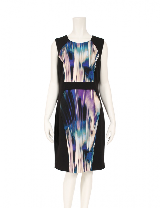 カルバンクライン Calvin Klein ワンピース 黒 青 マルチカラー 8 ノースリーブ ミモレ丈 プリント L レディース 114 ベクトルパーク