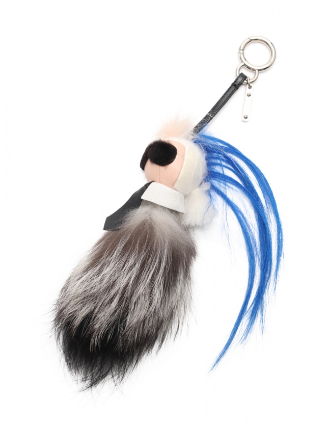 フェンディ FENDI バッグチャーム ミニカーリト 白 グレーブラウン 青  