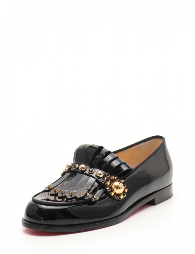 クリスチャンルブタン Christian louboutin スリッポン ローファー 黒 