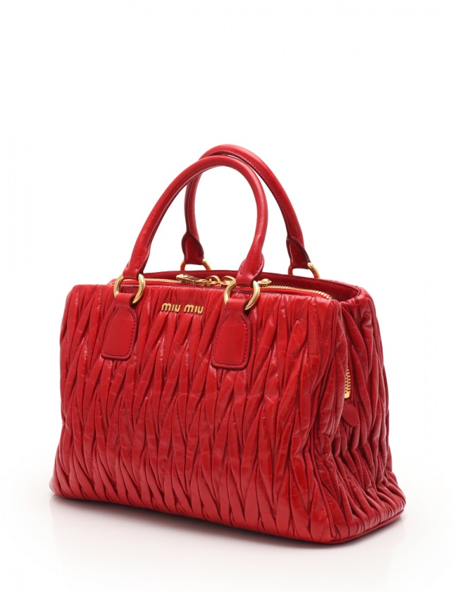 miumiu赤ハンドバッグ ショルダーストラップ付き miu 未使用 展示品 ミュウミュウ MIUMIU 2way ハンド ショルダー