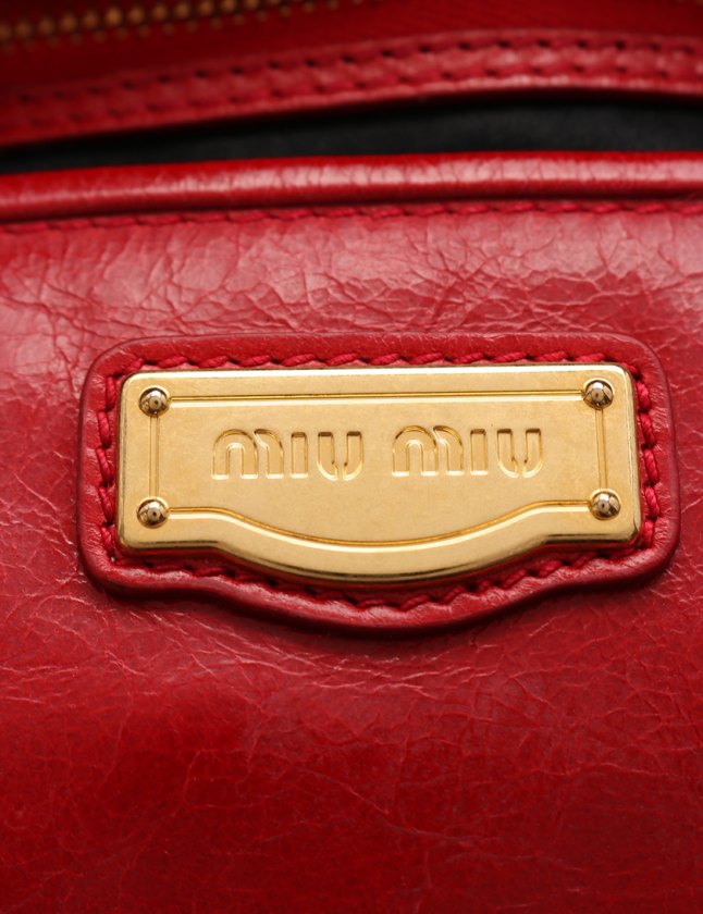 miumiu赤レザー 2wayバッグ MIU MIU - ミュウミュウ ハンドバッグ トートバッグ ショルダー