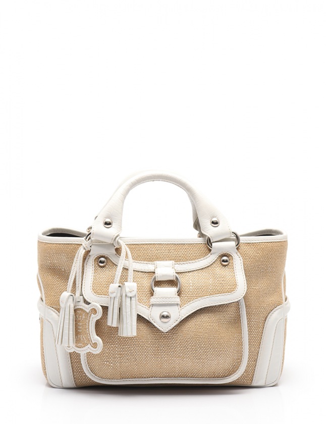 セリーヌ CELINE ハンドバッグ ブギーバッグ ベージュ 白 ストロー  