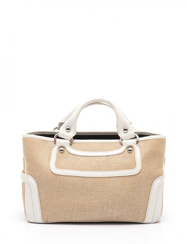 セリーヌ CELINE ハンドバッグ ブギーバッグ ベージュ 白 ストロー  