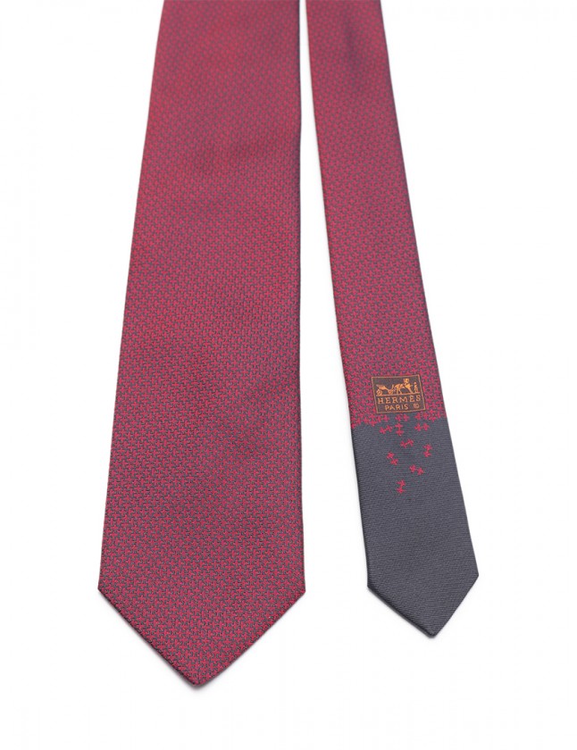 エルメス HERMES ネクタイ レギュラータイ ボルドー ネイビー 小物 総