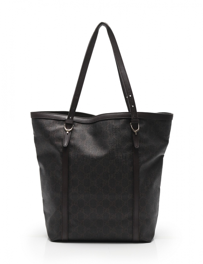 グッチ トートバッグ GG PVC レザー ダークブラウン A4収納可 GUCCI