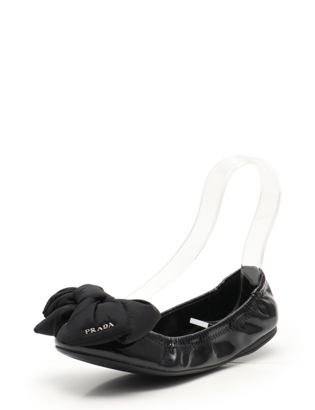プラダスポーツ PRADA SPORT バレエシューズ フラットシューズ 黒 36 1 