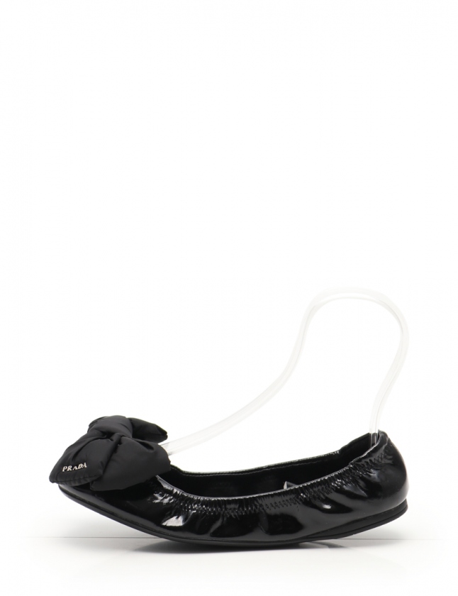 プラダスポーツ PRADA SPORT バレエシューズ フラットシューズ 黒 36 1 