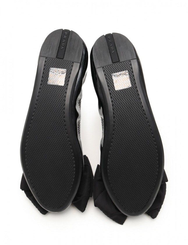 プラダスポーツ PRADA SPORT バレエシューズ フラットシューズ 黒 36 1 