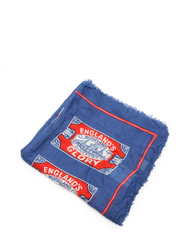 アニヤハインドマーチ ANYA HINDMARCH ストール スクエア 青 マルチ