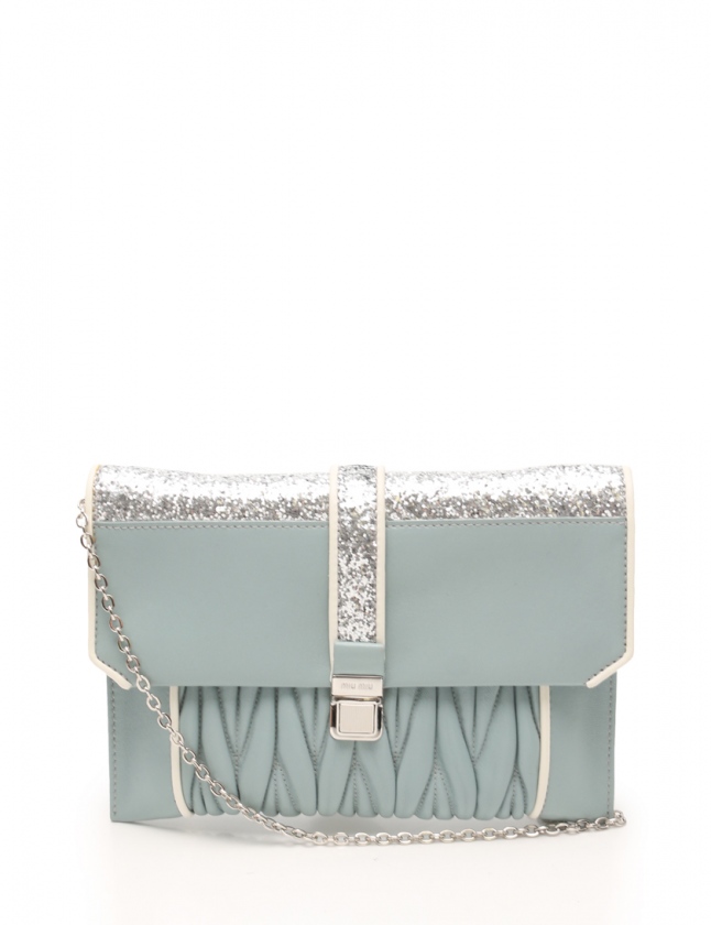 ミュウミュウ miumiu ショルダーバッグ ナッパ マテラッセ 水色 