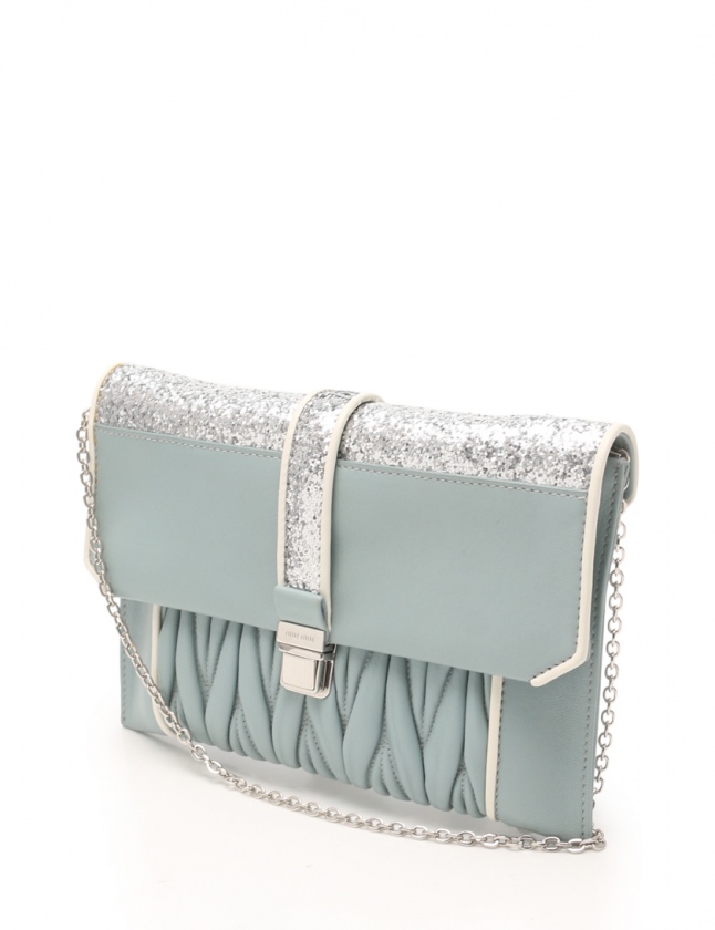ミュウミュウ miumiu ショルダーバッグ ナッパ マテラッセ 水色 
