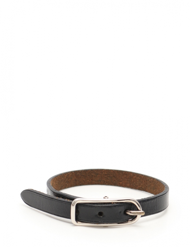 エルメス HERMES ブレスレット アピ1 黒 アクセサリー レザー □C刻印 