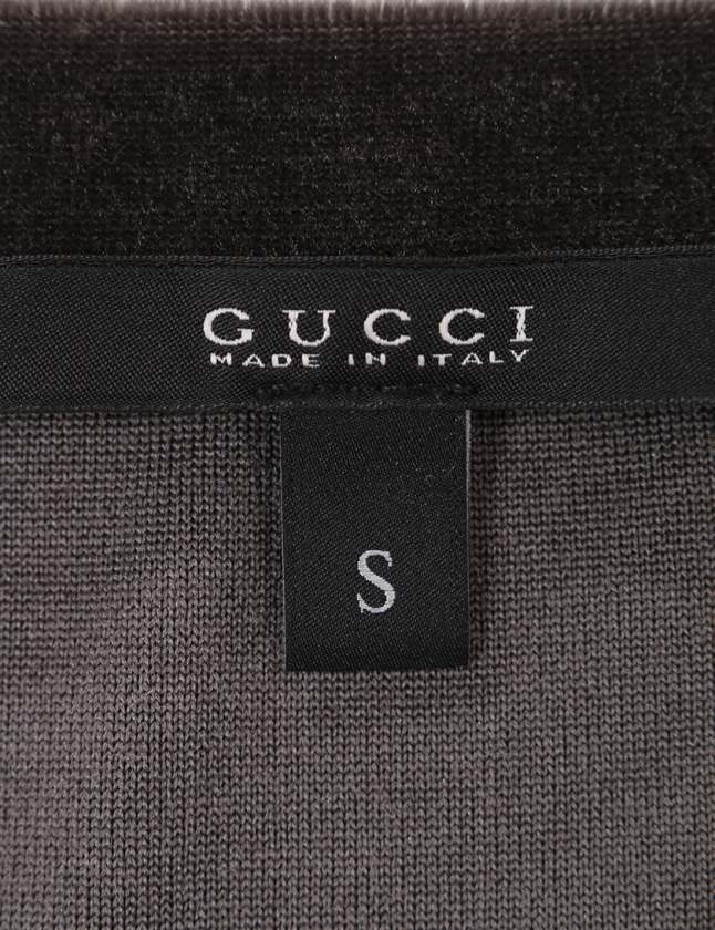 グッチ GUCCI ワンピース ベロア ダークグレー S 半袖 ミニ丈 ワン  