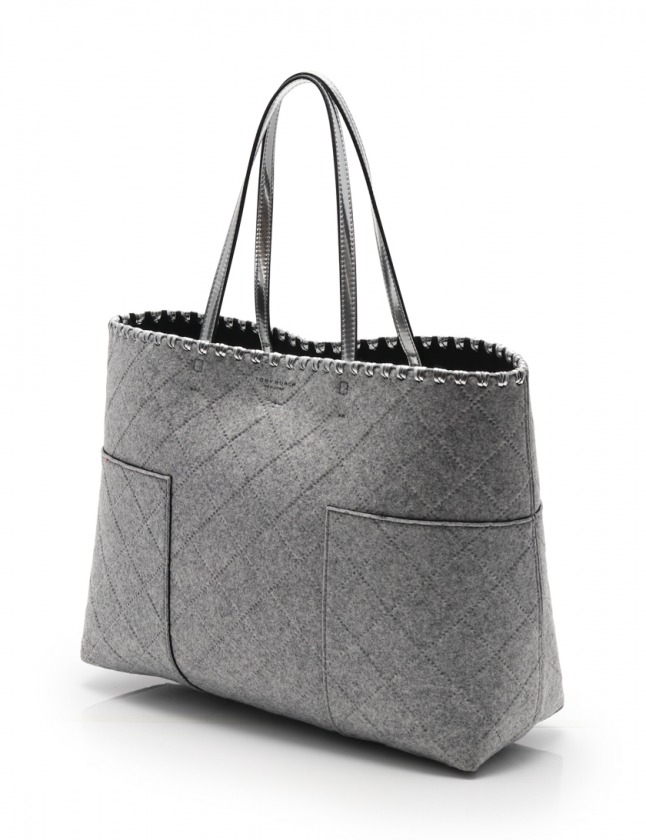 トリーバーチ TORY BURCH トートバッグ グレー 黒 フェルトウール 