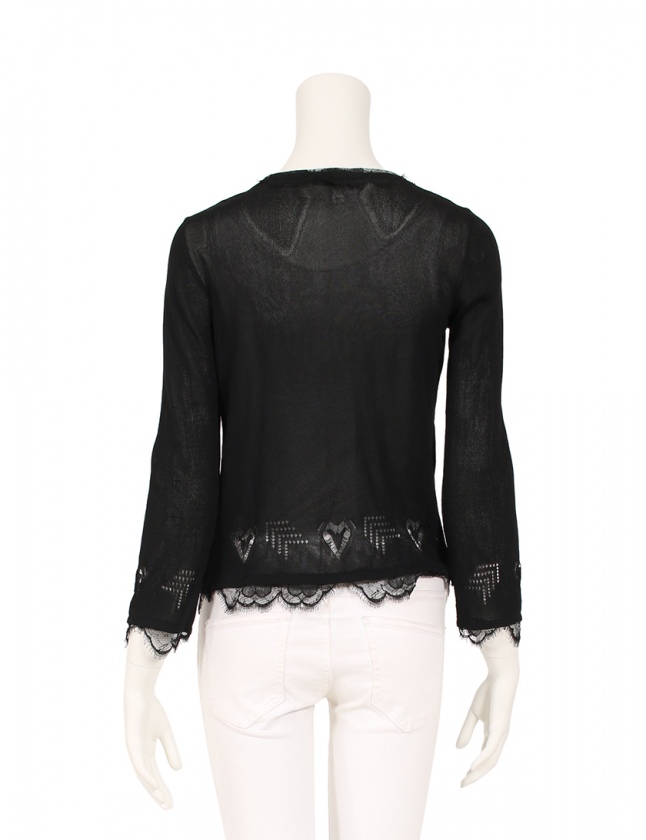 CHANEL 黒 レース ブラウス 34