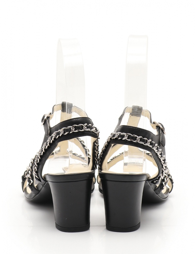 シャネル CHANEL ストラップサンダル ココマーク 黒 37 シューズ 23.5 
