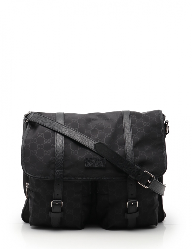 グッチ GUCCI ショルダーバッグ GGナイロン メッセンジャーバッグ 黒  