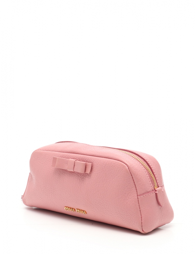 ミュウミュウ Miumiu 化粧ポーチ ピンク 小物 レザー 5nd010 リボン レディース 114 ベクトルパーク