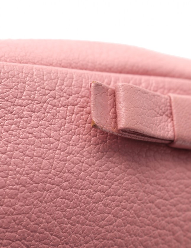miumiu リボン　ポーチ　ピンク 楽天市場】中古 ミュウミュウ リボン ポーチ レザー ピンク