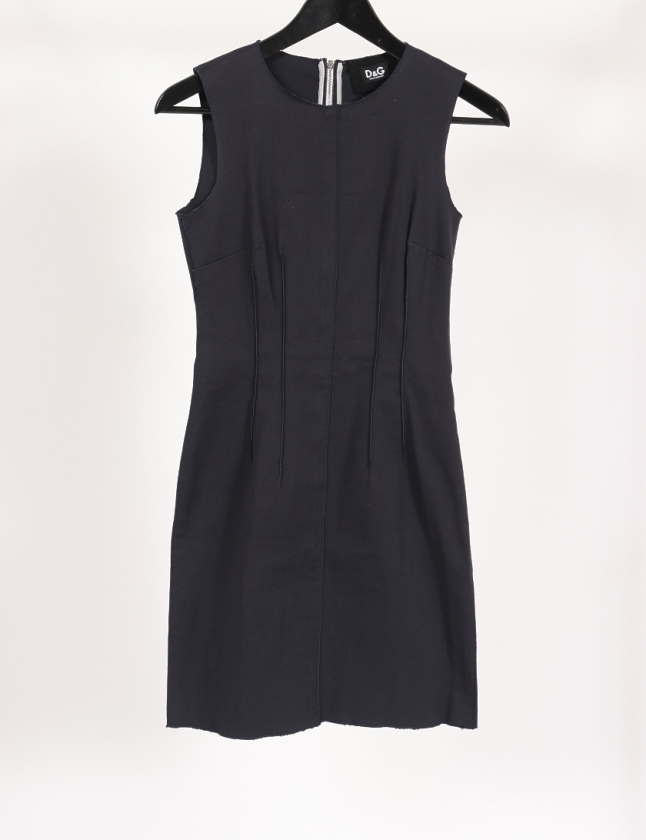 ディー ジー ドルガバ ドルチェ ガッバーナ D G ワンピース ネイビー 38 ノースリーブ ひざ丈 無地 S コットン レディース 114 ベクトルパーク