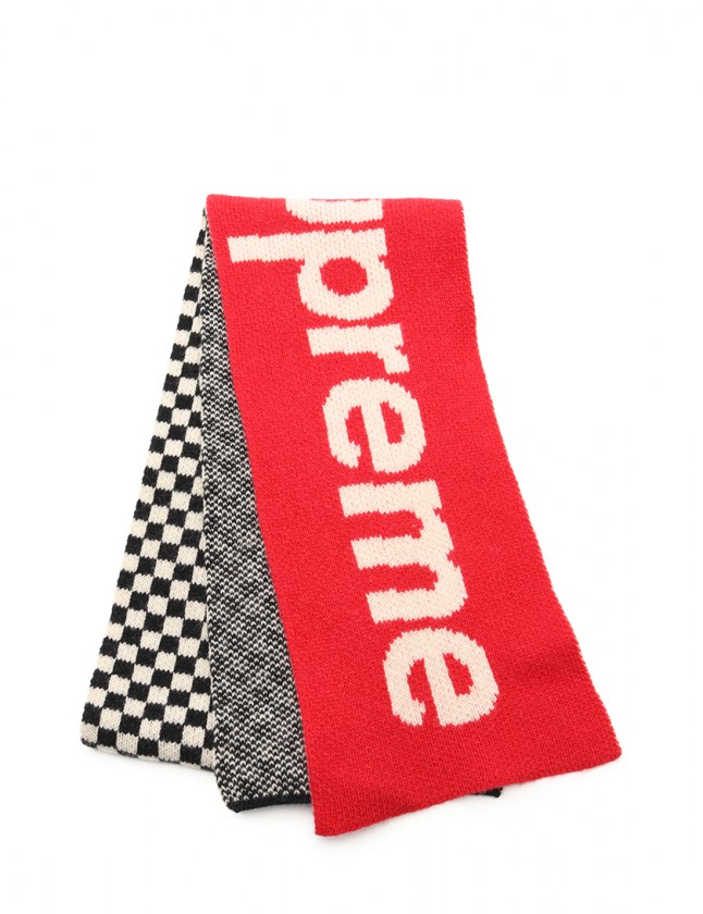 シュプリーム SUPREME マフラー ロゴ 赤 黒 アイボリー 小物 チェック  