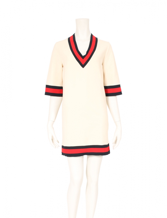 グッチ GUCCI ワンピース ウェブ ストレッチ アイボリー 赤 ネイビー  