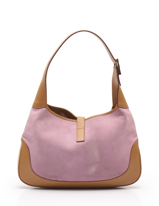 グッチ GUCCI ショルダーバッグ ジャッキー ピンク 茶 スエード レザー 