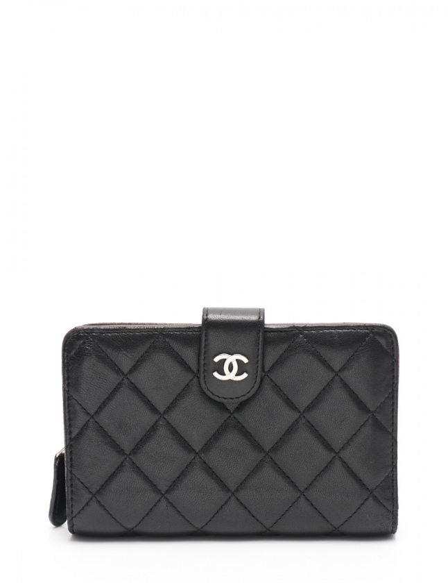 シャネル CHANEL 二つ折り財布 マトラッセ ココマーク 黒 小物 