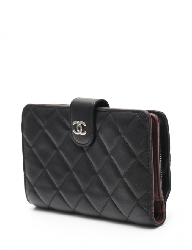 シャネル CHANEL 二つ折り財布 マトラッセ ココマーク 黒 小物 