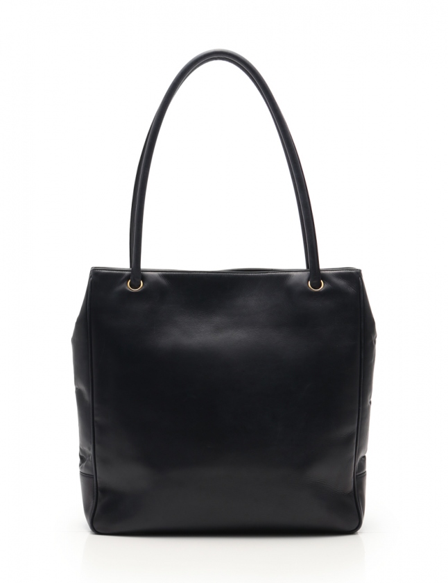 Chanel レザートートバッグココマークダークネイビー