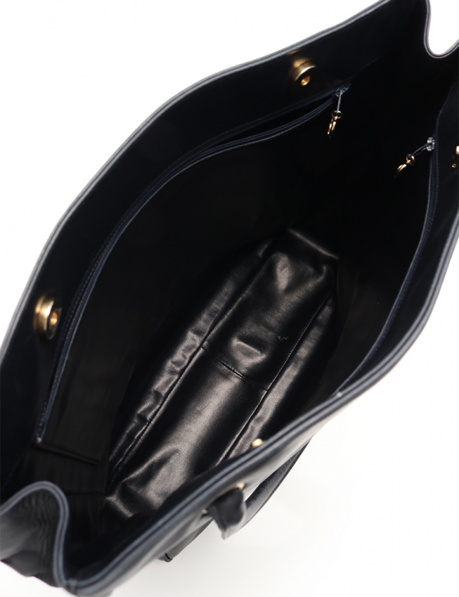 Chanel レザートートバッグココマークダークネイビー