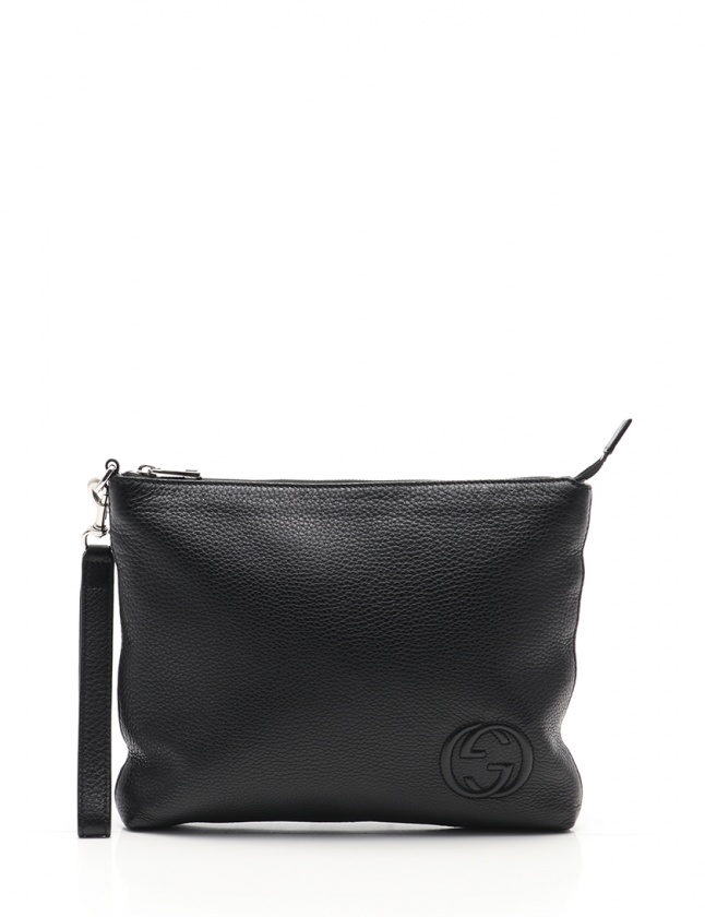 グッチ GUCCI クラッチバッグ インターロッキングG 黒 322054 レザー 