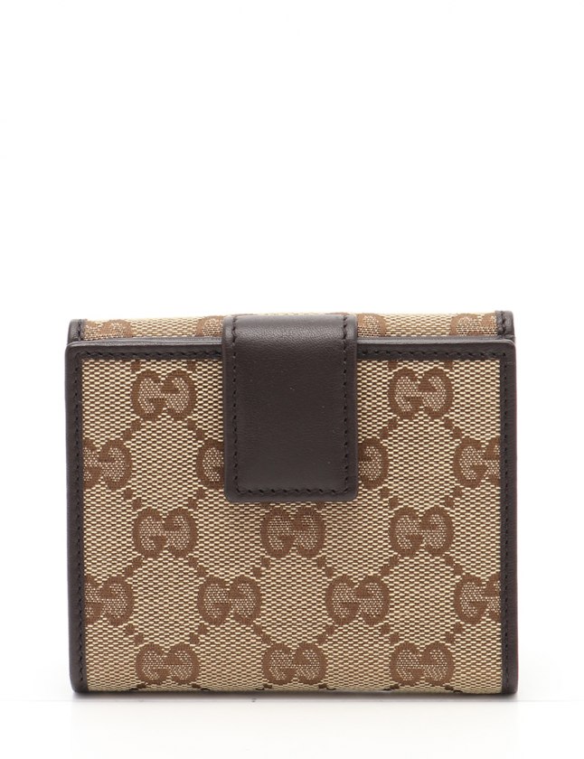 グッチ GUCCI 三つ折り財布 GGキャンバス ベージュ 茶 小物