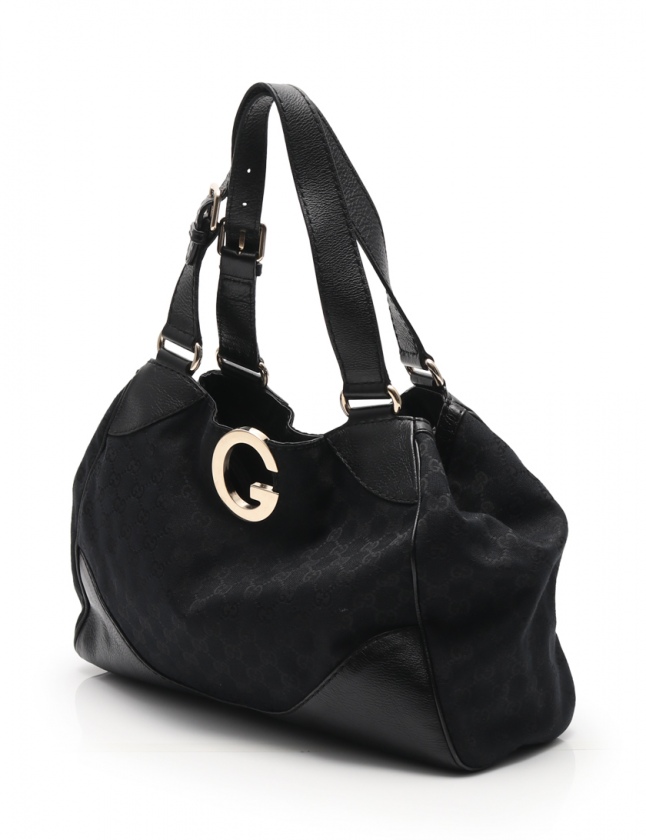 グッチ GUCCI トートバッグ GGキャンバス 黒 223972 キャンバス レザー