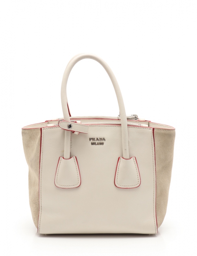 プラダ PRADA トートバッグ ショルダーバッグ グレー 赤 1BA025 レザー 