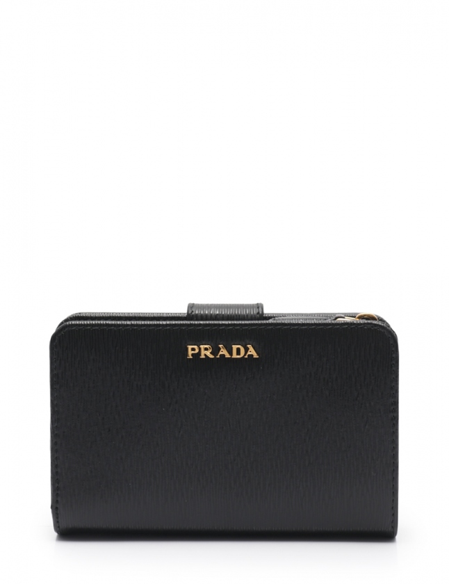 プラダ PRADA 二つ折り財布 黒 小物 レザー 1ML225 VITELLO MOVE BI 
