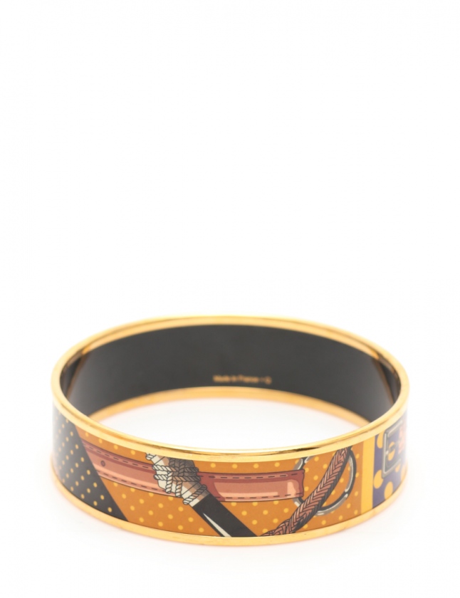 ★HERMES バングル エマイユ MM オレンジ 七宝焼き ベルト柄 ☆HERMES バングル エマイユ MM オレンジ 七宝焼き ベルト柄