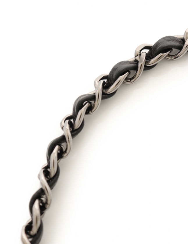 CHANEL チェーン カチューシャ　黒レザー CHANEL シャネル ヘアアクセサリー チェーン カチューシャ