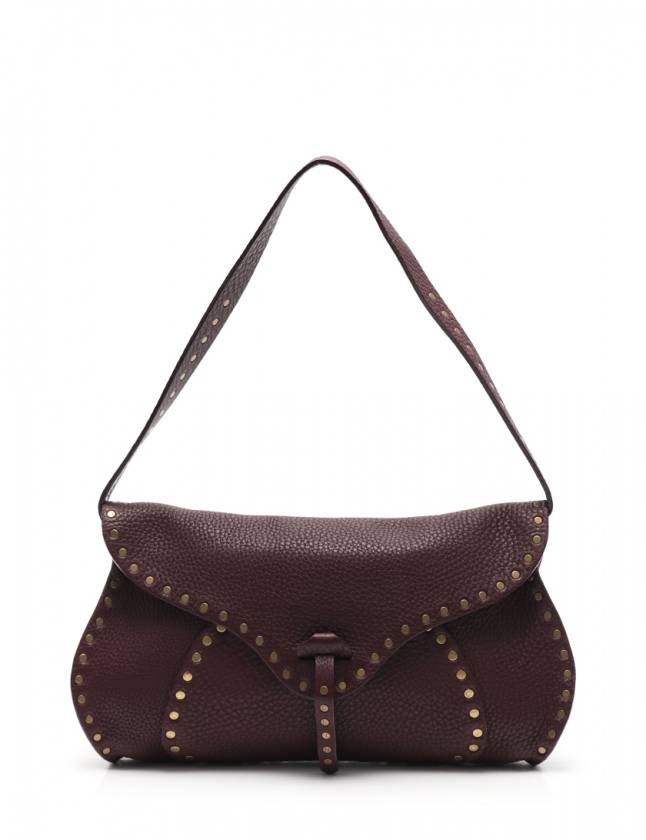 セリーヌ CELINE ショルダーバッグ マカダム ボルドー レザー スタッズ 