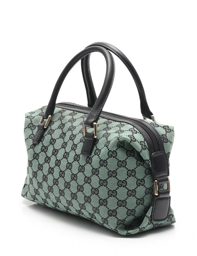 グッチ GUCCI ミニボストンバッグ ハンドバッグ GGキャンバス 緑 黒 