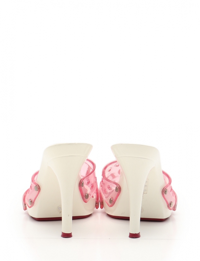 クリスチャンディオール Christian Dior ミュール サンダル ピンク 白