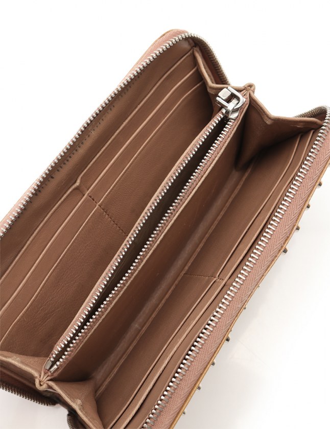 プラダ PRADA ラウンドファスナー長財布 ベージュ 小物 エナメルレザー 