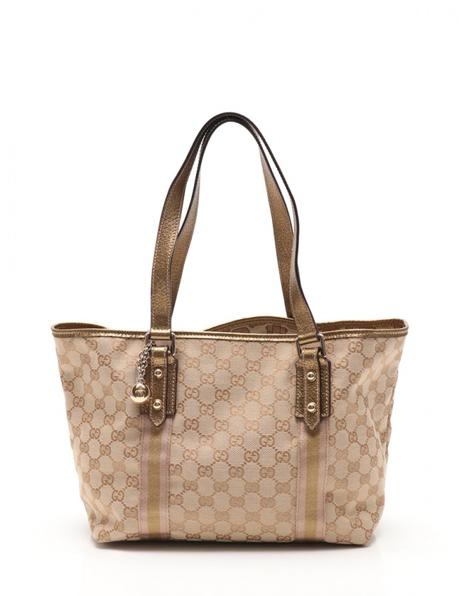 グッチ GUCCI トートバッグ GGキャンバス ベージュ ゴールド 137396 