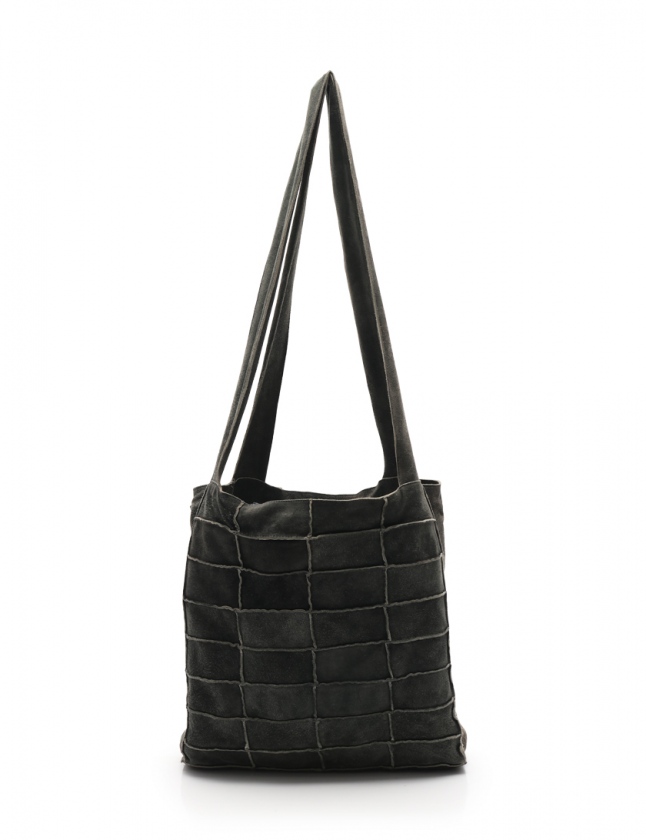 シャネル CHANEL ショルダーバッグ 黒 スエード パッチワーク 