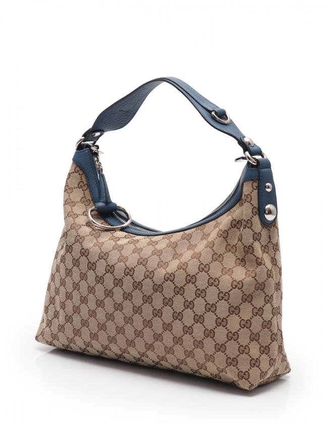 グッチ GUCCI ワンショルダーバッグ GGキャンバス ベージュ 青