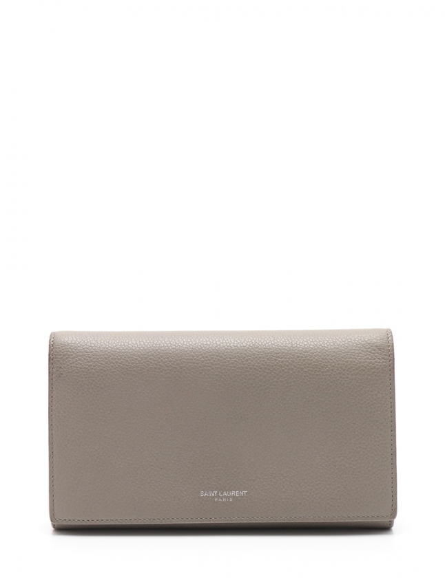 サンローラン パリ SAINT LAURENT PARIS 二つ折り長財布 グレー 小物 