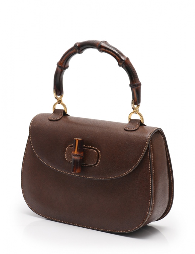 グッチ GUCCI ハンドバッグ オールドグッチ バンブー 茶 レザー 