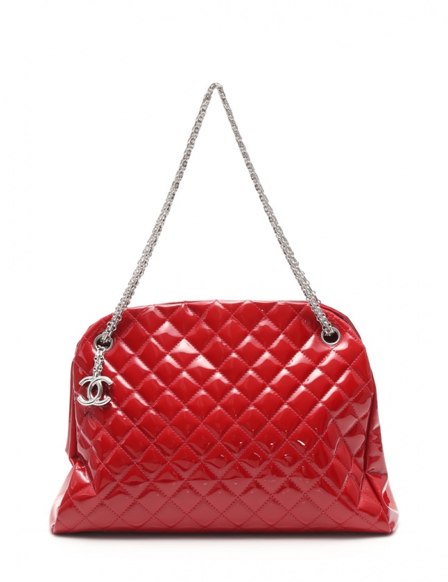 シャネル Chanel チェーンショルダーバッグ マトラッセ 赤 エナメルレザー シルバー金具 レディース 114 ベクトルパーク
