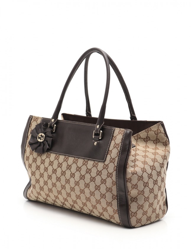 グッチ GUCCI ハンドバッグ GGキャンバス ベージュ 茶 190246 